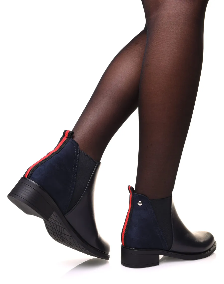 Bottines bleues avec élastique bicolore à larrière